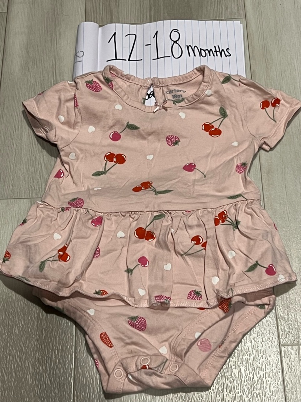 Carter's Pink Cherry & Strawberry Peplum Bodysuit